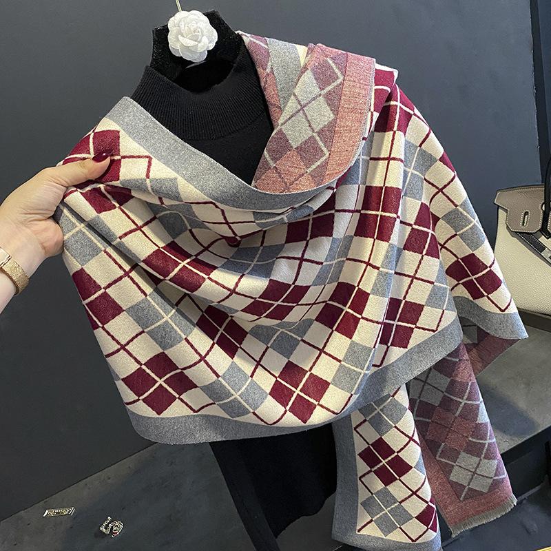 New imitation cashmere scarf for women's autumn and winter new Tianzige thickened warm dual-purpose scarf