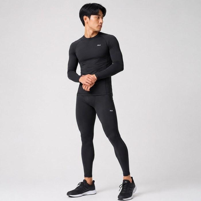 Fila Crew Neck Long Sleeve Soft Compression Innerwear Men's 448124 BK L Regular