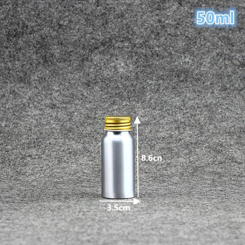

50Ml-250Ml Gold Aluminum Bottle With Screw Cap Perfume Cosmetic Toner Water Bottle Travel Protable Refillable Bottle 50ml