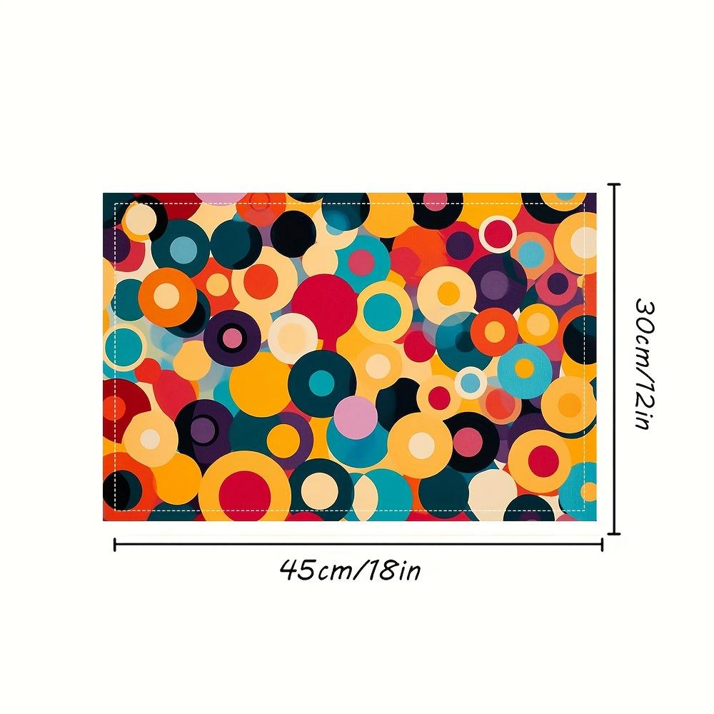 Set da 4 Sottopiatti Cerchi Sovrapposti Multicolore Stampa Geometrica Astratta Tappetini da Tavola in Poliestere Lavabili per Sala da Pranzo Cucina Decorazioni per la Casa
