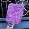 Lucullan Logo Premium Purple Microfiber Glove Super Absorbency Foam Stitch Inner Lining Car Wash Mitt