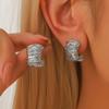 2PC Women's Fashion Geometric Wrinkle Earrings Zircon Accessories Suitable for Date, Party, Festival Gifts-1196