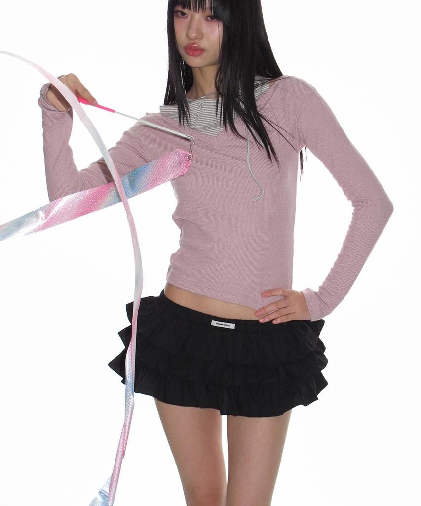 Crank Tiered Micro Skirt Pants_Black