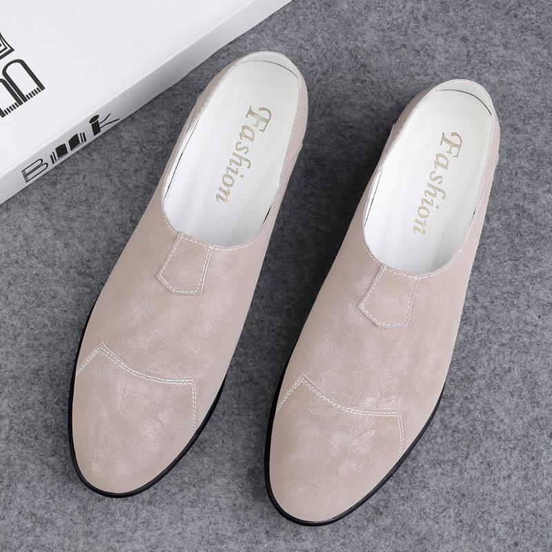 Men's shoes 2025 summer new men's large-size casual leather shoes British soft-soled soft leather lazy one-pedal Doudou shoes