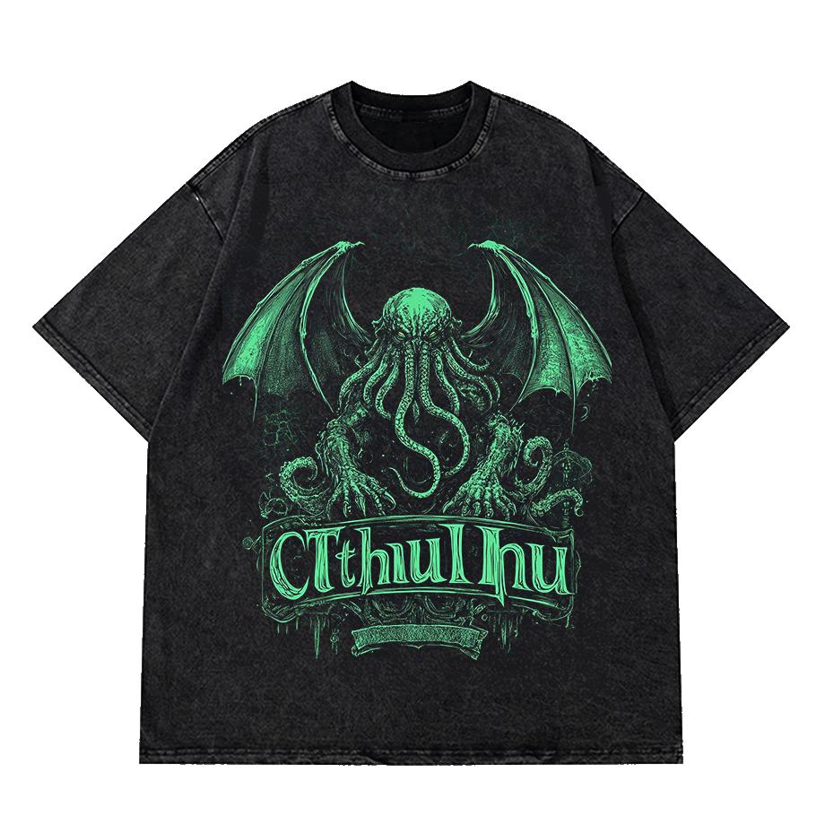 

D Large And Tall Size Green Cthulhu Tees Men Streetwear Fashion England Style Tshirts Men Tshirt Men Luxury Brand S S