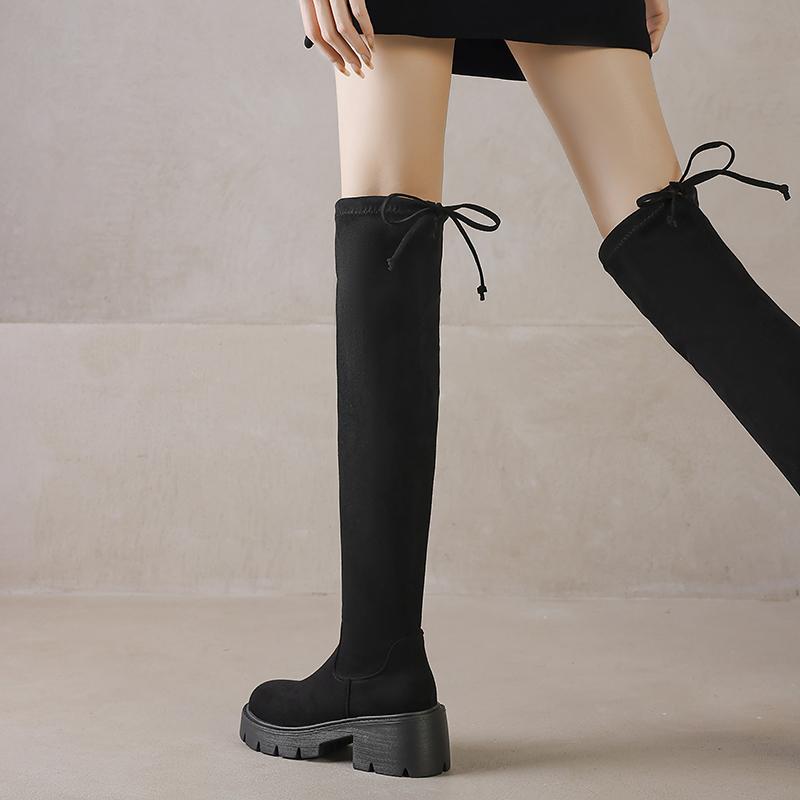 Women Boots Sexy Slim Over The Knee Stretch Sock Autumn Spring Winter Thick Long Anti-slip Platform Comfortable Night Club Shoes