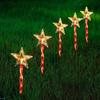 Yousheng 5Pcs Outdoor Solar Garden Lights IP44 Waterproof No Wiring Required Easy Install Snowflake Christmas Decorations Stake Lights