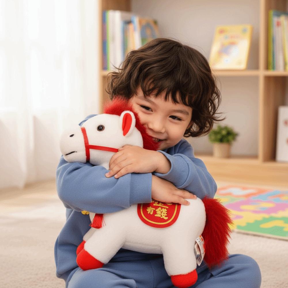 Chinese Style Horse Mascot Stuffed Animal Soft Chinese Horse Plush Doll  Festive Decor