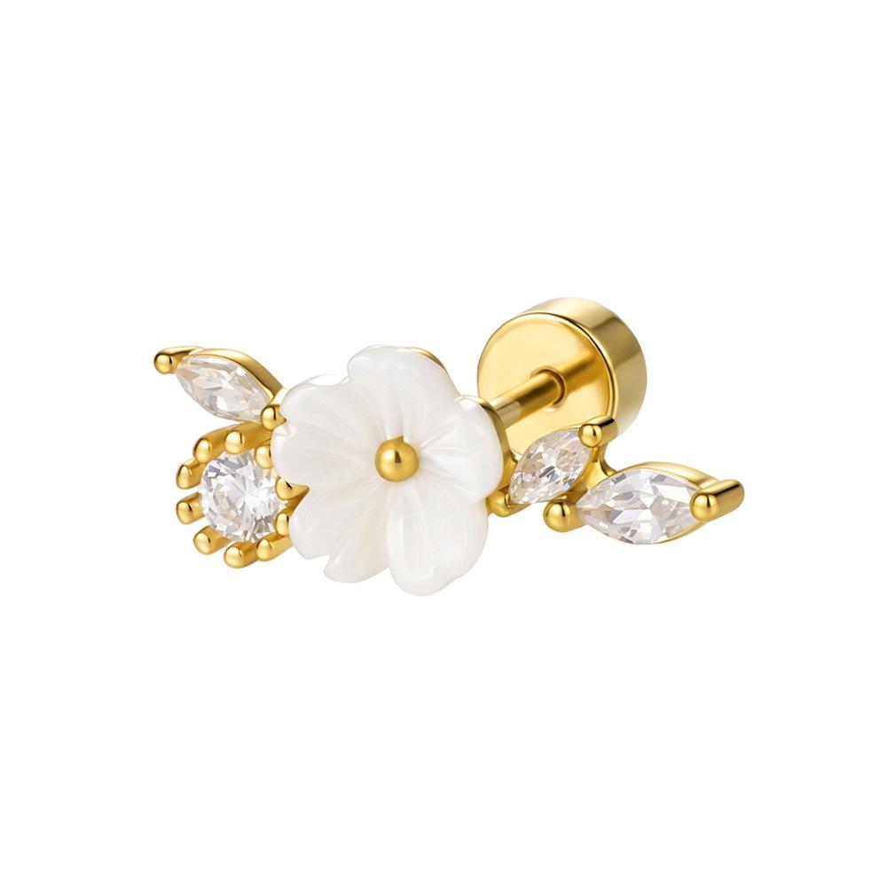 Damila in Stock 925 Silver 18K Gold Plated Plant Design Series Flower Butterfly Leave Stud Earrings for Women Gift