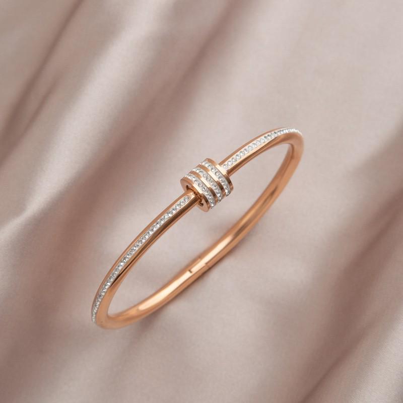 Leichter Luxus High-End Voll Diamant Titanstahl Armreif - Damen Modischer Temperament Schmuck