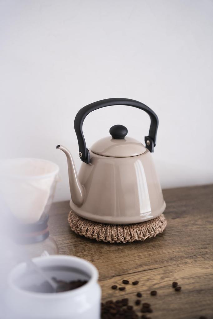 Nodahoro Drip Kettle II, Enamel, Induction Compatible, Heat Resistant, Beige, 2L, DK-200 BE