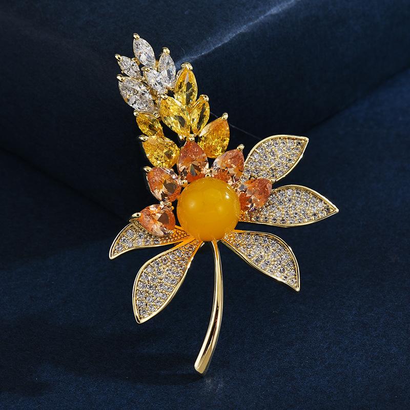 

Wheat leaf beeswax brooch pin suit outwear accessories corsage
