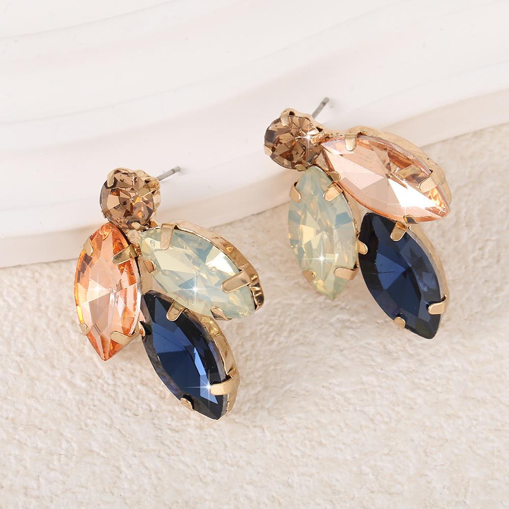 Pinkdudu Crystal Stud Earrings Multi-Layer Alloy Rhinestone Earrings Versatile Sparkling Jewelry PD2406