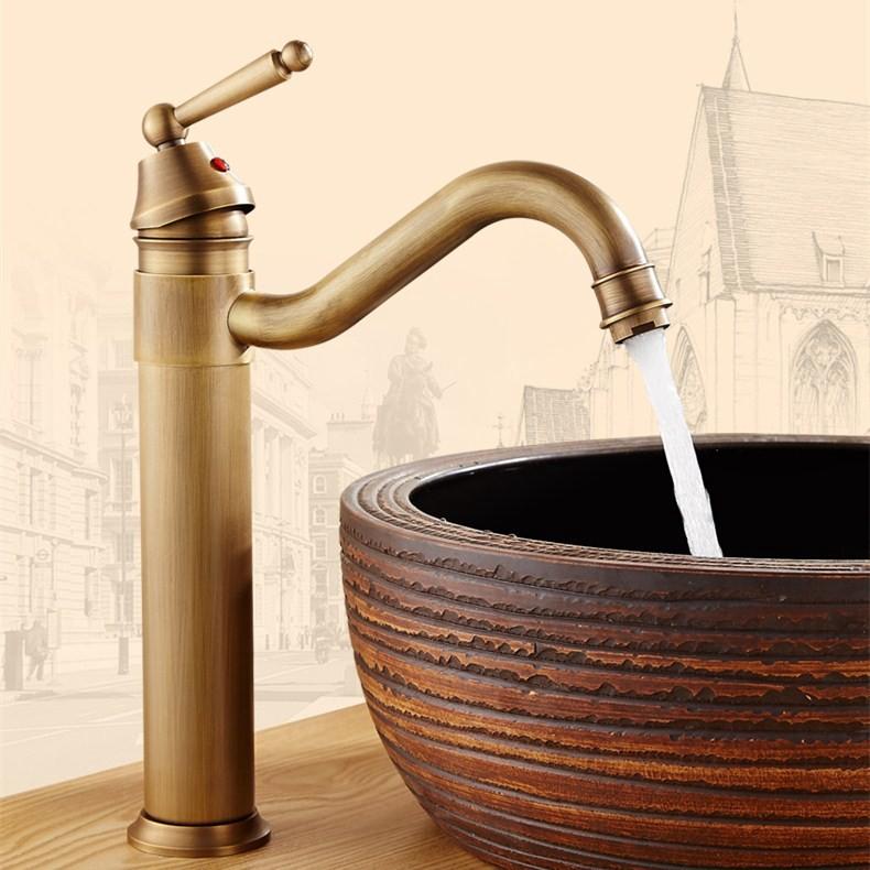Bathroom 360 Rotatable Antique Copper Basin Sink Faucet Cold And Hot Water Mixer Tap Single Handle Deck Mounted Classic
