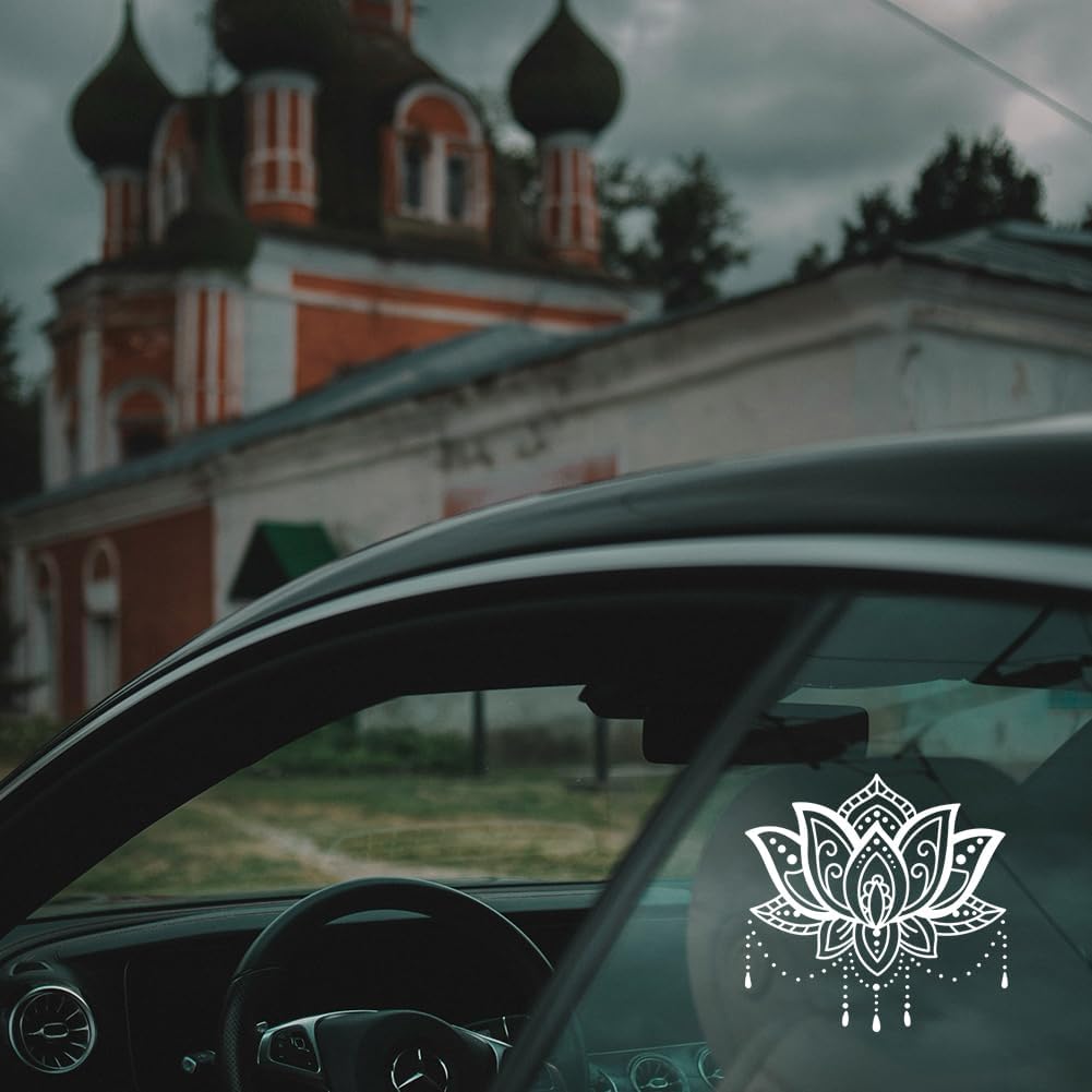 5Pcs Lotus Car Stickers Lotus Yoga Vinyl Car Decals Summer Flower Plastic Vehicle Decoration Decal for Auto Window and Body Cling