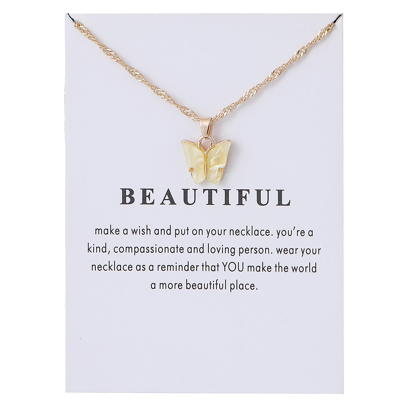 

Ladies Pendant Necklace Butterfly Moon Sterling Gold Acrylic Color Clavicle Chain Necklace One Size