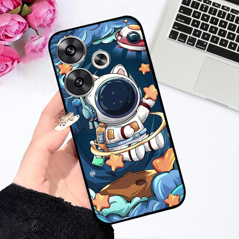 Cases For POCO F6 Cover Cute Astronaut Fashion Shockproof Soft Bumper For Xiaomi POCO F6 Coque For POCOF6 F 6 2024 Phone Capa