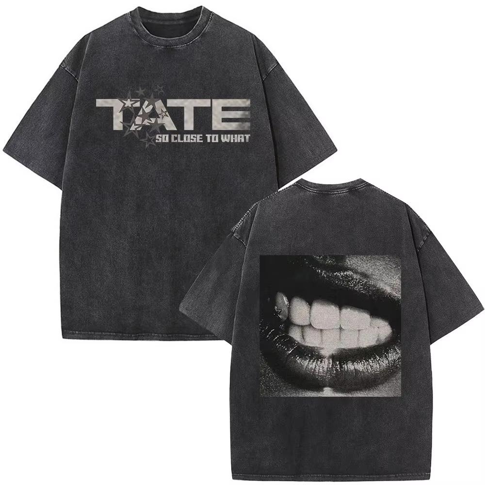 Tate McRae So Close To What Album Tour Washed T-Shirt Herren Damen Baumwolle Kurzarm Sommer Vintage T-Shirt Tops Fans Geschenk