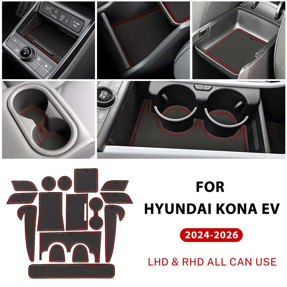 

Килимок у канавку дверей автомобіля для Hyundai Kona SX2 EV Electric 2024 2025 2026 Протиковзкі накладки в отвори дверей Автомобільні аксесуари Kona SX2 EV 15 червоний