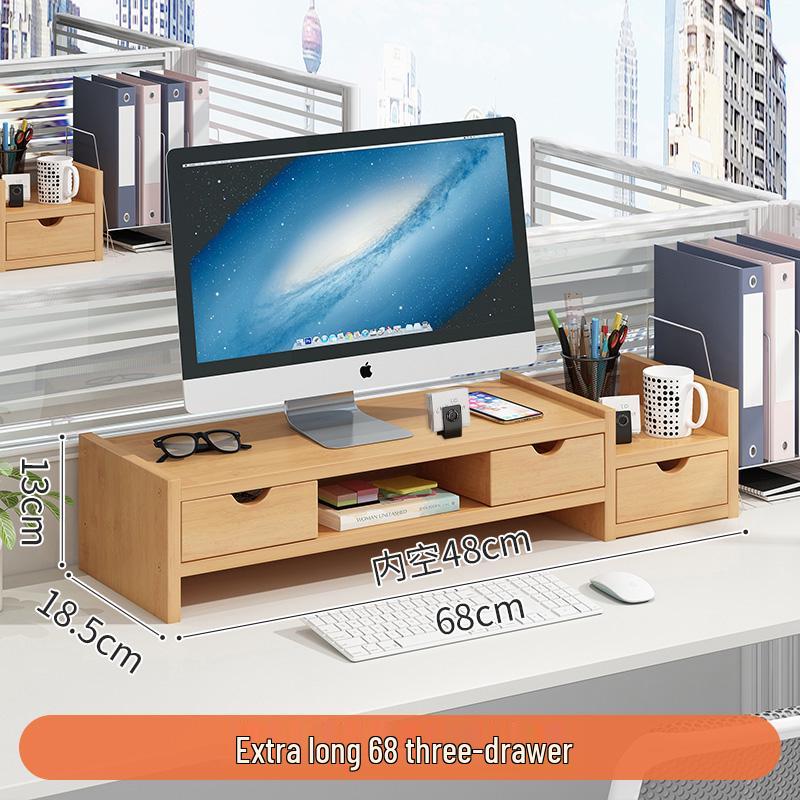 Double-Layer Desktop Monitor Riser & Keyboard Organizer
