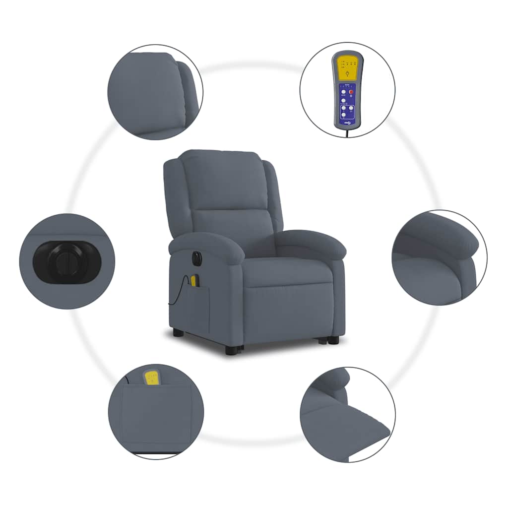 Vidaxl Lift-up Massage Chair, Electric, Reclining, Dark Grey
