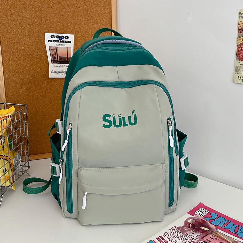Schoolbag female college student junior high school student high school large capacity schoolbag new retro contrasting color backpack travel computer