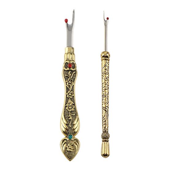 1/2Pcs Seam Thread Remover Vintage Carved Handle Stitch Unpicker Rust-Proof Sharp Ripping Tool Handy Crafting Removing Threads Tools