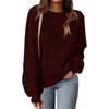 Women's Fashion Round Neck Pullover Sweater Casual Versatile Solid Color Knit Top