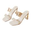 2025 summer new ins trendy Internet celebrity fashion word with transparent sandals women's high heels crystal thick heel cool slippers