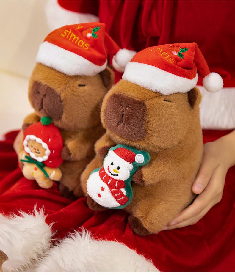 Christmas Capybara Plush Toy: Cute Small Doll & Hug Pillow