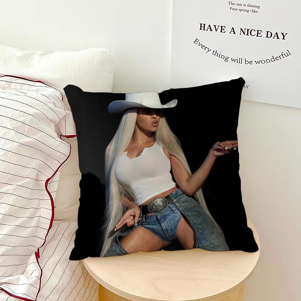 Певица Бейонсе Cowboy Carter Наволочка Диван Гостиная Спальня Изголовье Спинка Подушка Квадратная Подушка Время для сна 18x18Inch