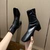 Martin boots female British style 2020 new spring and autumn single boots square head thick heel Internet celebrity thin high heels short boots
