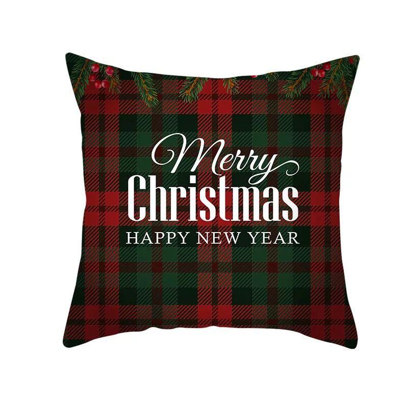 Classic Red Plaid Christmas Pillowcase Festive Home Decoration Gift Pillow Cushion Cover