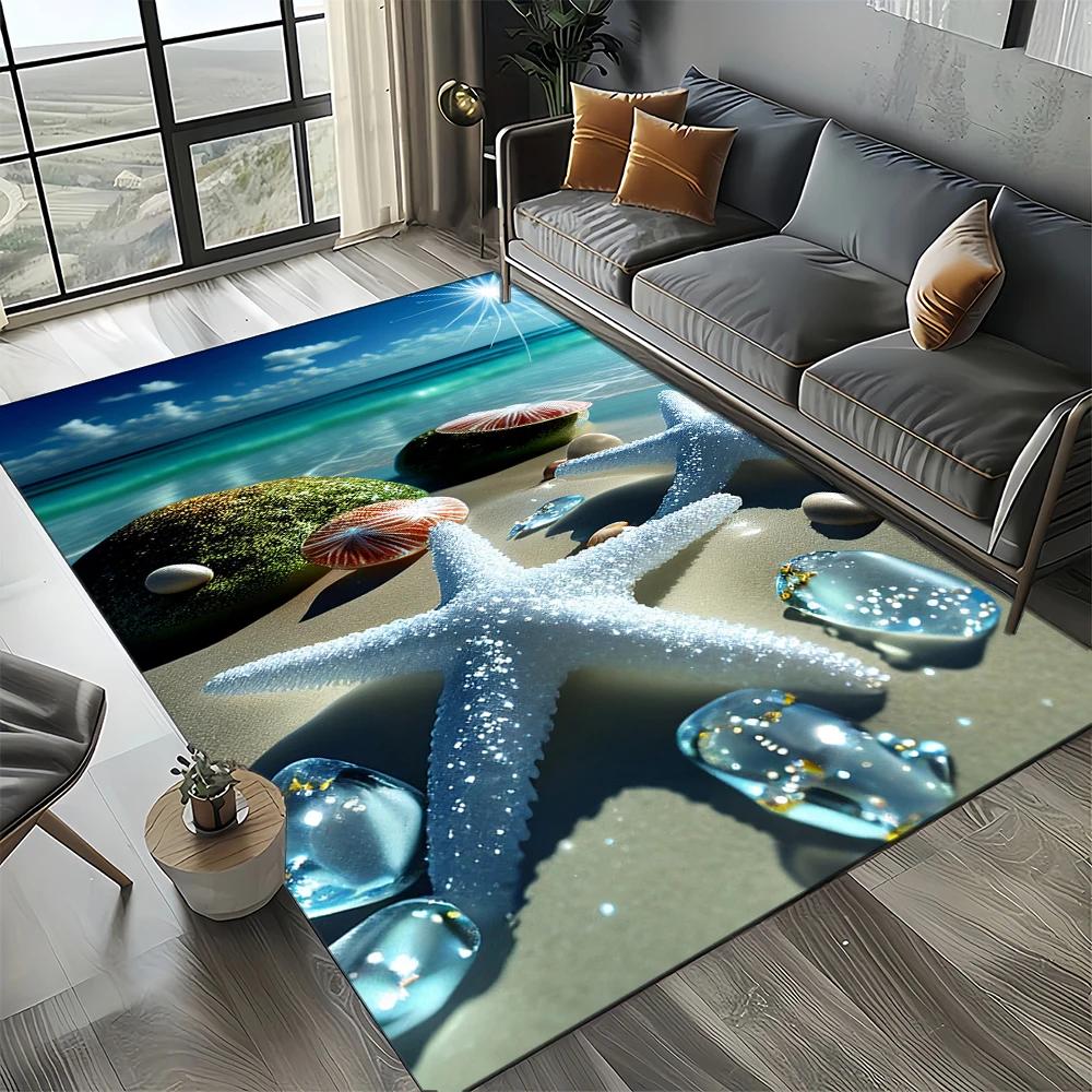 29 Style Starfish Beach Shell Sea Star Sand Carpet Rug for Living Room Bedroom Home Sofa Decoration,Kids Play Non-slip Floor Mat