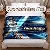 Lionel Messi Printed Flannel Blanket Custom Name Text Soft Warm Throw For Bedroom Holiday Gift