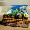 Green Tractor Farm Scene Blanket bedroom Blanket for Livingroom Couch lunch break Soft throw for Friend's festival Gift