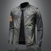 2024 Retro Denim Jacket for Men - European & American Street Style Motorcycle Workwear with Stand Collar.