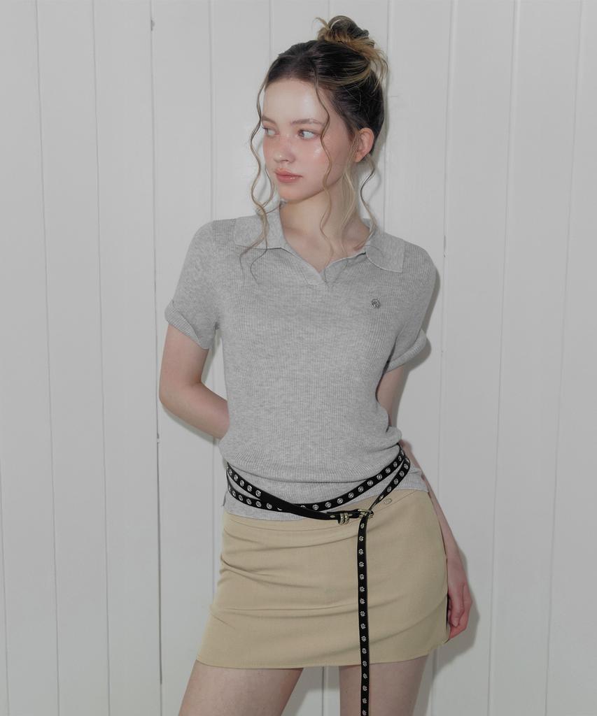 Teuwi Lildin Open Collar Short Sleeve Knit