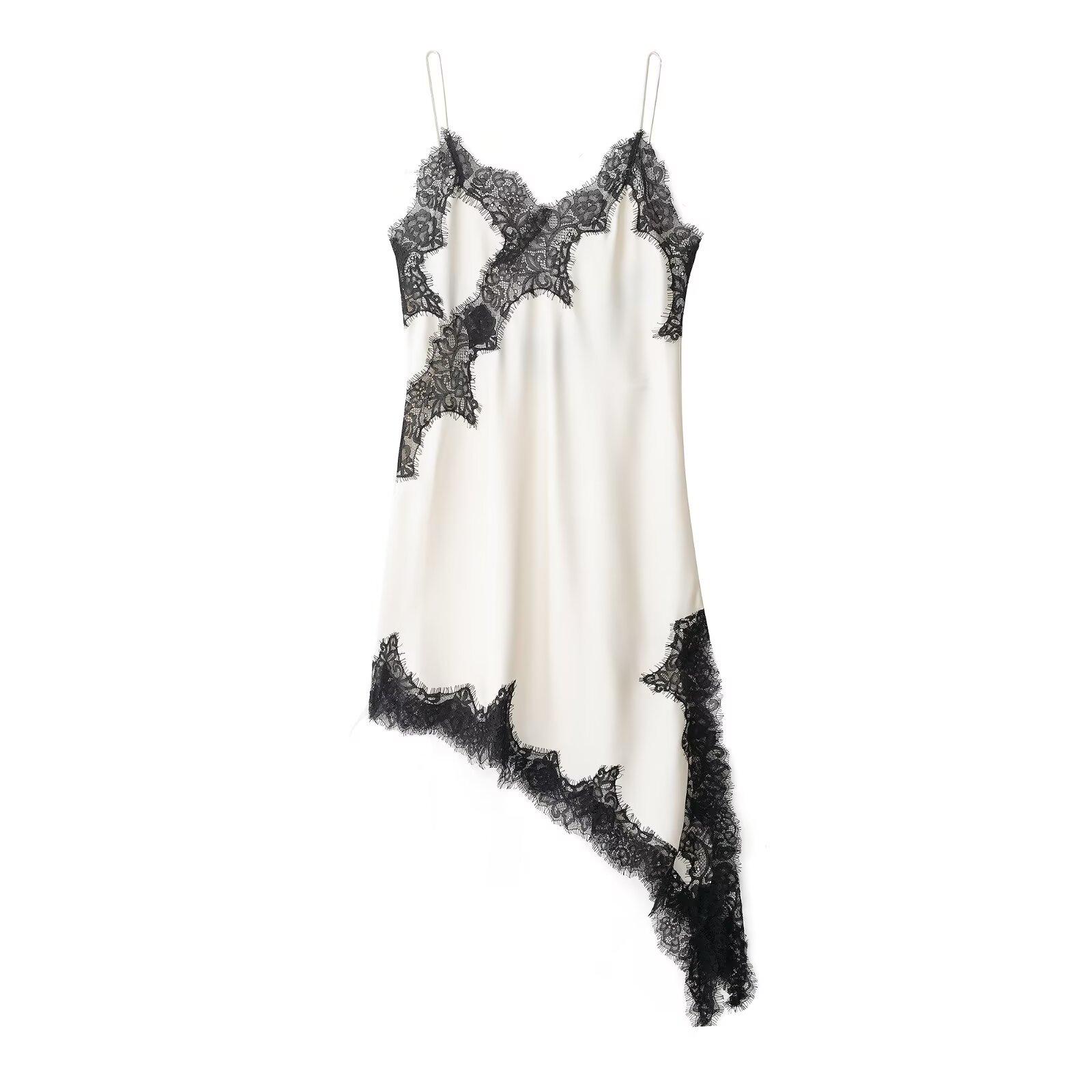 

European & American Women s Lace Patchwork Satin Camisole Dress - New Hot Style Fashion L