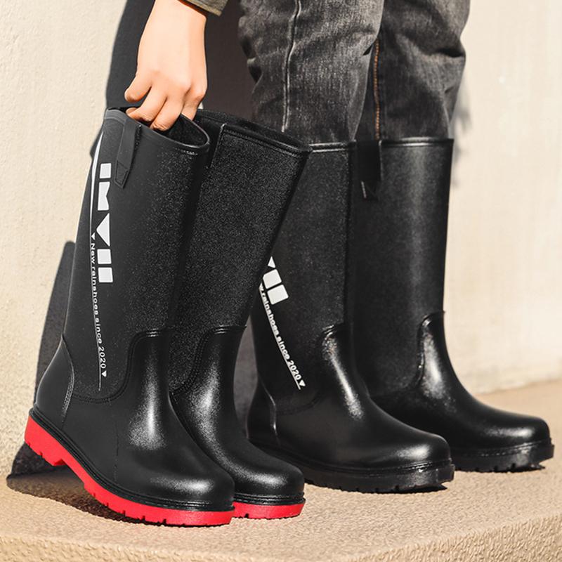 New Men's Long Tube Rain Boots Non-slip Waterproof Safety Work Shoes Fishing Shoes Platform Knee-high Rain Boots Galoshes 39-44