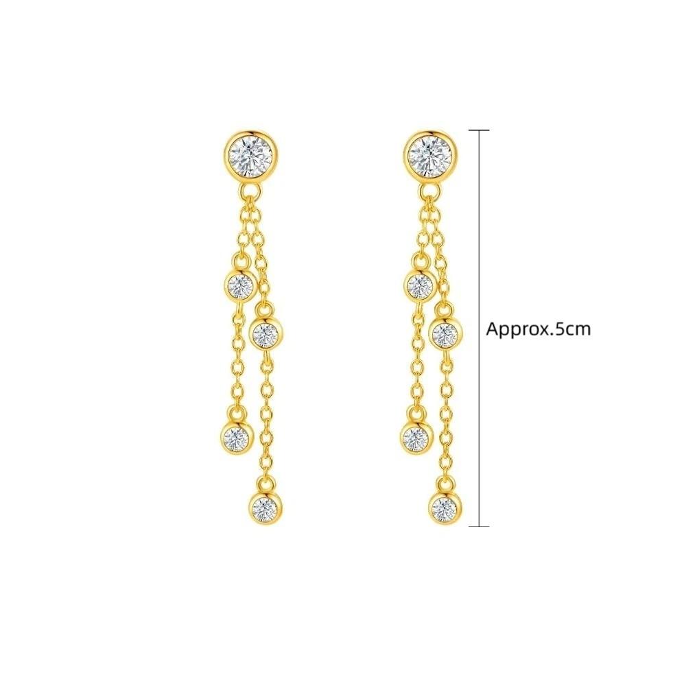 Tassel Drop Earrings Gold Color Zircon Earrings Light Luxury Accessories Dangling Earrings Women