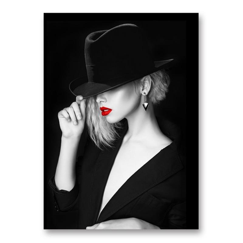 Red Lips Sexy Woman Canvas Painting Fashion Girl Babes Wall Art Pictures Modern Home Livingroom Wall Decoration Frameless