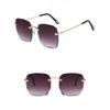 Women Rimless Sunglasses Ocean Lens Irregular Frame UV Protection