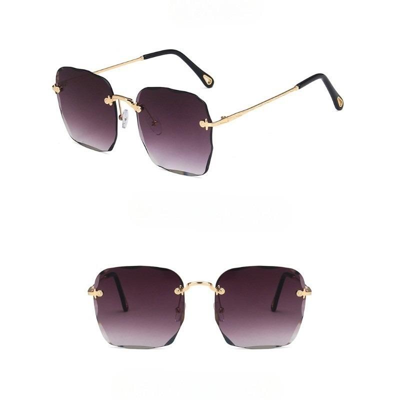 Women Rimless Sunglasses Ocean Lens Irregular Frame UV Protection