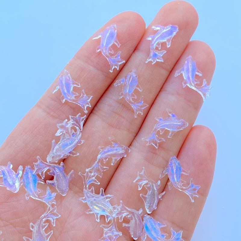 100Pcs Resin 3D Colorful Mini Shiny Goldfish Flatback Figurines Scrapbook Wedding Applique Nail Art Decor Crafts
