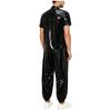 S-3XL Men Waterproof Tracksuit Short Sleeve Front Button Lapel T-Shirt with Elastic Waistband Jogging Pants for Sauna Sweat Rainwear