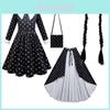 The Addams Family Wednesday Costume For Girls With Polyester Fabric For Halloween Parties And Cosplay