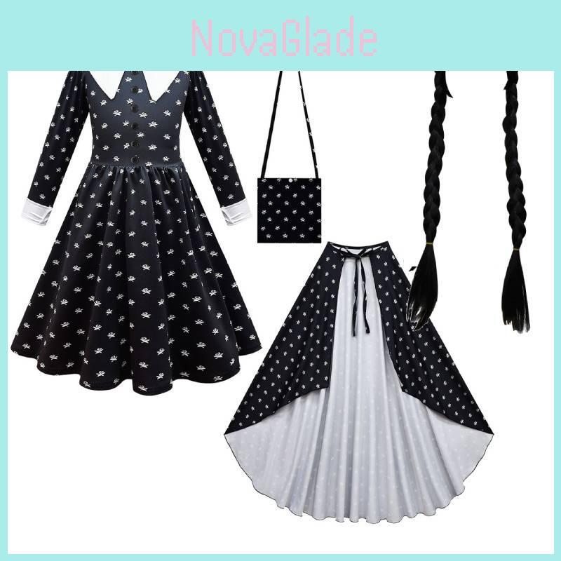 The Addams Family Wednesday Costume For Girls With Polyester Fabric For Halloween Parties And Cosplay