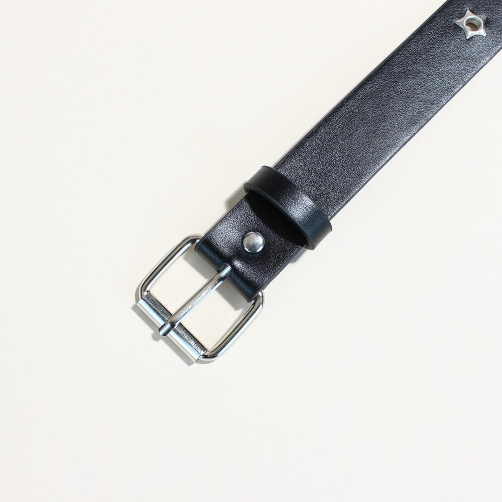 Fashion Punk Women's Belt Star Hollow Eyelet Korean Style Metal Buckle Waistband Versatile Casual Waist Strap Jeans Decor