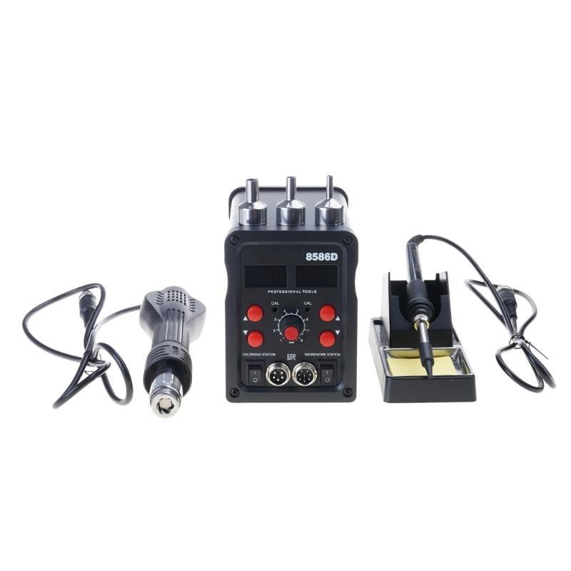 652F Soldering Station 8586D 2 In 1 Digital Display Rework Hot Air Solder Iron ESD Welding Desoldering Repair Tools